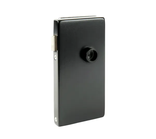 Alea glass door lock, non-locking, Glass thickness TSG 10 mm, Glass thickness LSG 10.76mm, Black RAL 9005 powder coated satin finish 